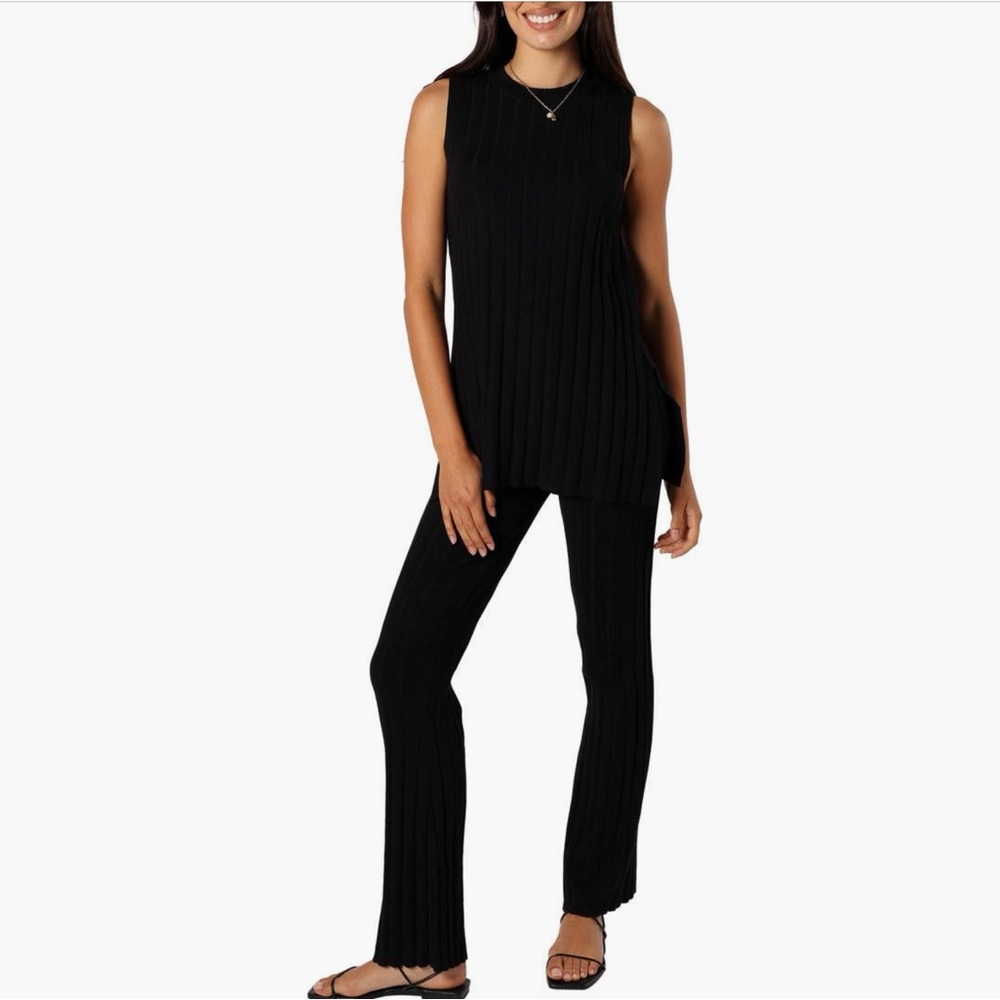 NEW PETAL & PUP Silvie Tank & Pants Casual Lounge Set - Black - XS/S